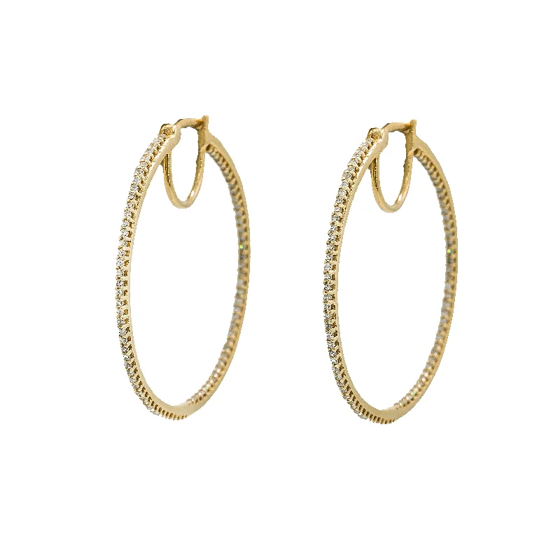 women's earrings chandelier -0.5CT Diamond Hoop Earrings Set In 14K Yellow Gold