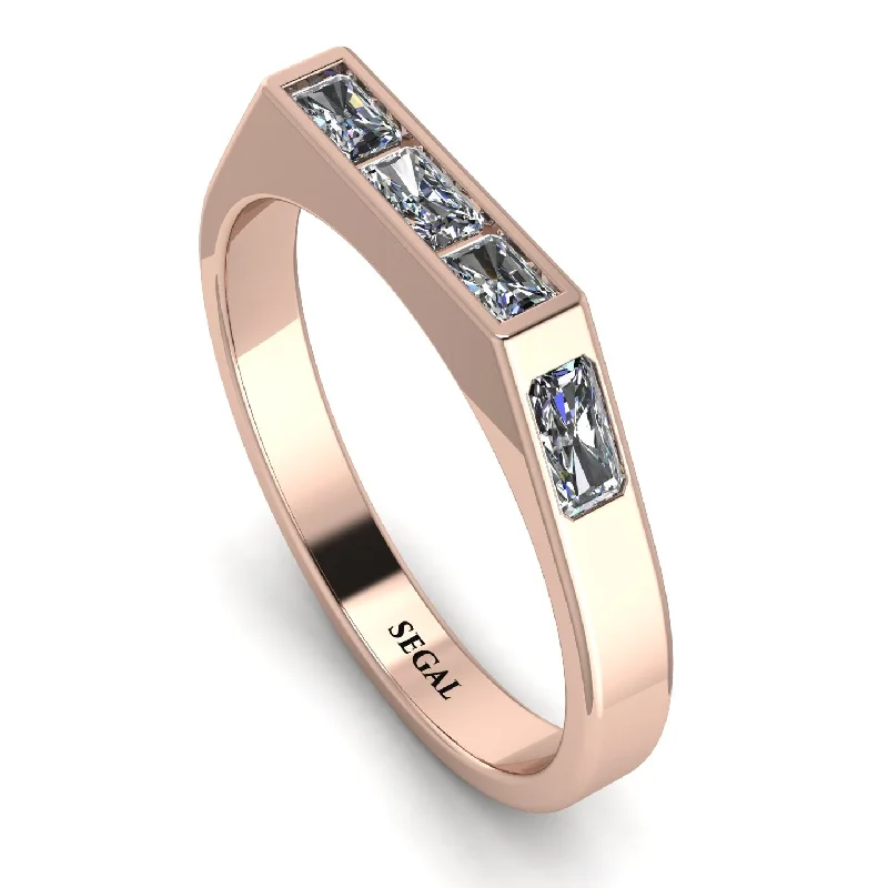 women's rings with unique setting -Emerald Cut Thin Diamond Signature Ring - Sara No. 2