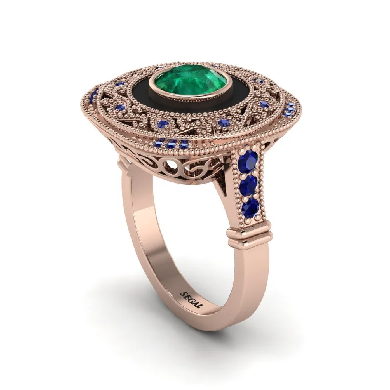 women's rings with asymmetrical design -Fancy Art Deco Emerald Ring - Pauline No. 65