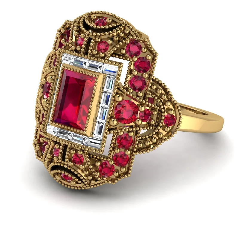 women's rings luxury platinum -Victorian Gold Ring With Ruby - Janice No. 10