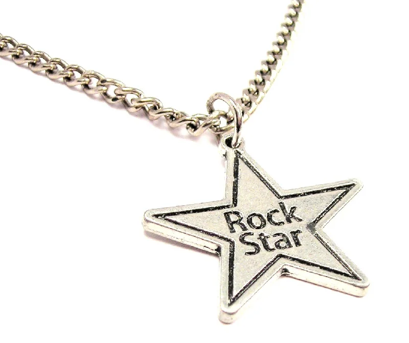 women's necklaces rose gold -Rock Star Single Charm Necklace