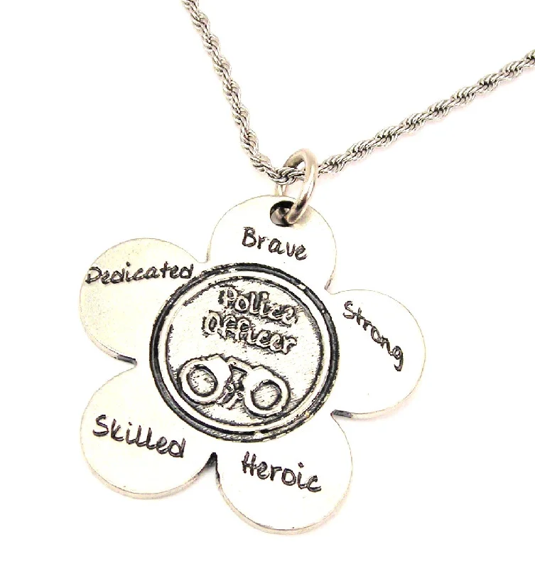 women's necklaces for layering sets -Police Officer Flower Single Charm Necklace