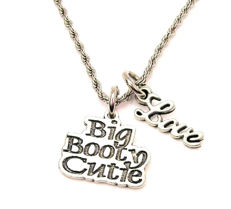 women's necklaces with charm -Big Booty Cute 20" Chain Necklace With Cursive Love Accent