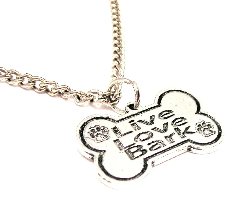 women's necklaces with intricate design -Live Love Bark Single Charm Necklace