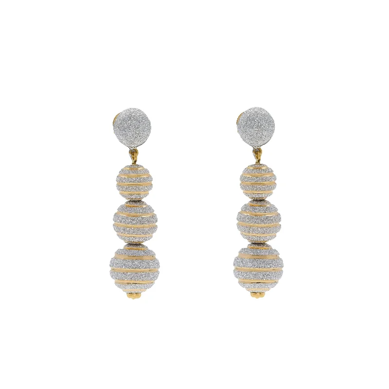 women's earrings with birthstone -22K Multi Tone Gold Ball Drop Earrings W/ Glass Blast Textured Designs