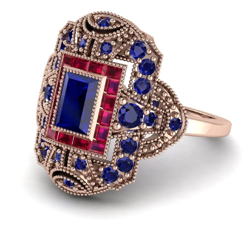 women's rings with colored gemstones -Victorian Gold Ring With Sapphire - Janice No. 59