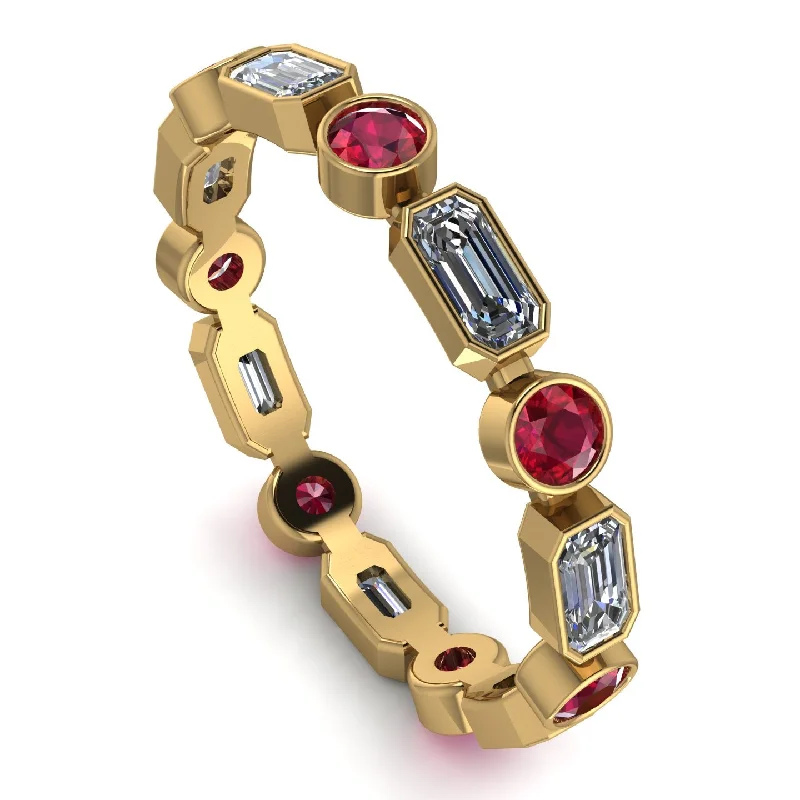 women's rings with romantic appeal -Emerald Cut Diamond Bezel Eternity Ring - Genevieve No. 46