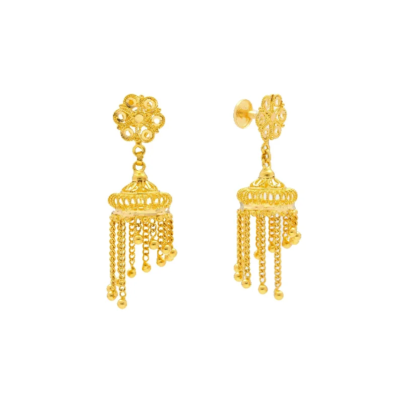 women's earrings for evening parties -22K Gold Jhumki Earrings