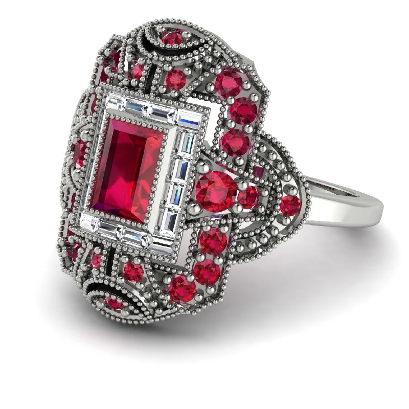 women's rings with intricate details -Victorian Gold Ring With Ruby - Janice No. 12