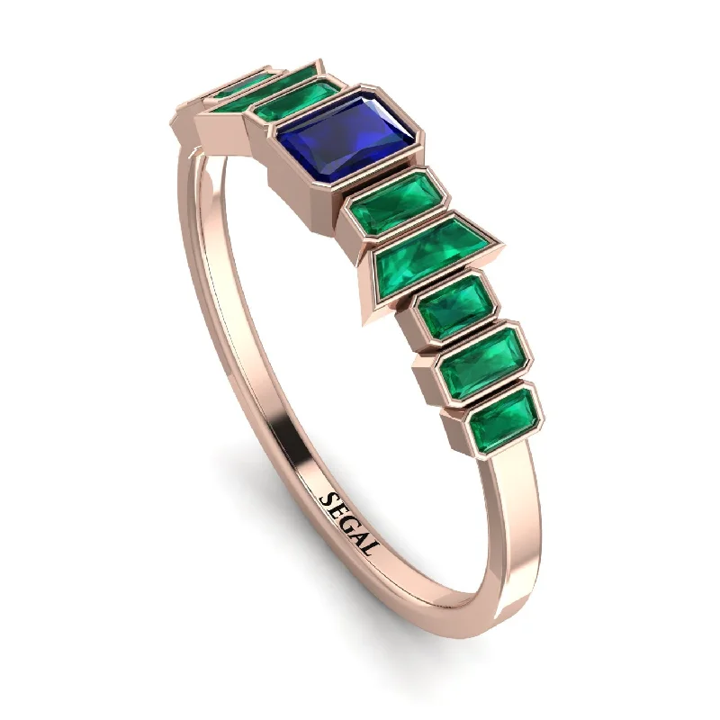 women's rings sapphire -Emerald Sapphire Mix Band - Valerie No. 29