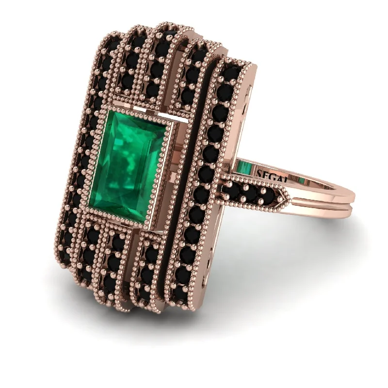 women's rings twisted band -Unmatched Style Gold Baguette Emerald Ring - Jean No. 35