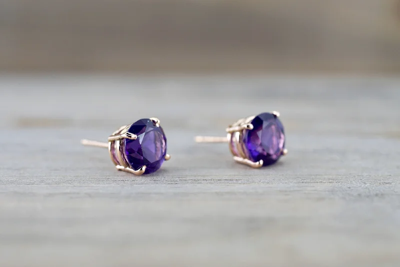 women's earrings for formal events -Amethyst Stud 7mm