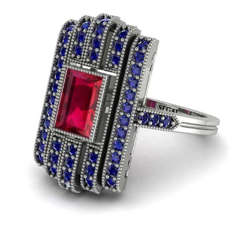 women's rings with emerald-cut diamond -Unmatched Style Gold Baguette Ruby Ring - Jean No. 72