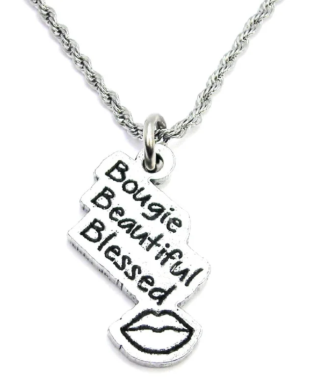 women's necklaces with charm -Bougie Beautiful Blessed Single Charm Necklace