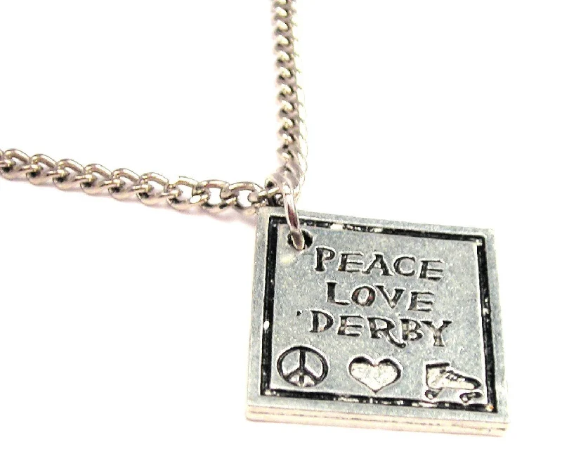 women's necklaces with small pendant -Peace Love Derby Single Charm Necklace