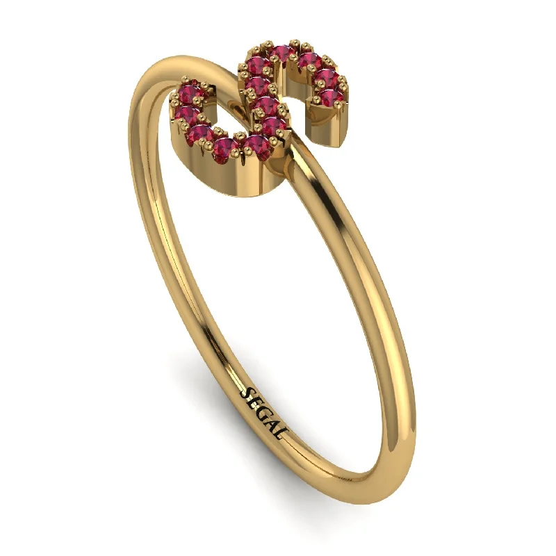 women's rings with contemporary twist -Initial Ruby Ring - Raegan No. 10