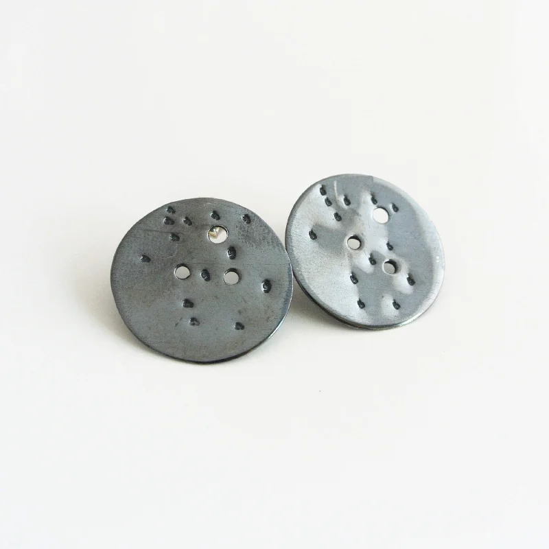 women's earrings gemstone cluster -Gemini Zodiac Constellation Argentium Silver Disc Earrings - Nickel Free