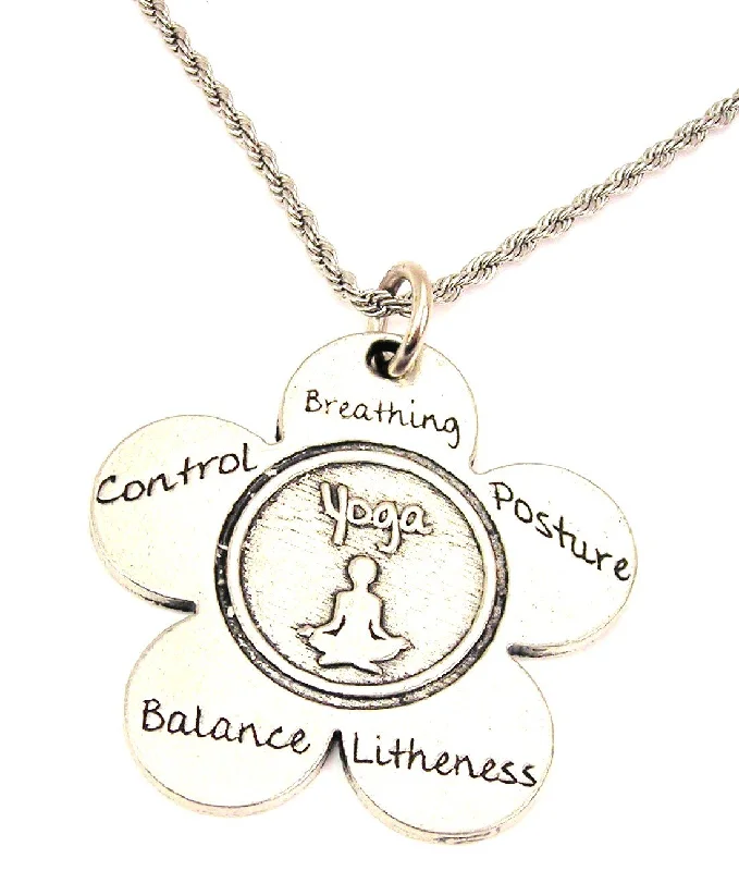 women's necklaces with horseshoe design -Yoga Flower Single Charm Necklace