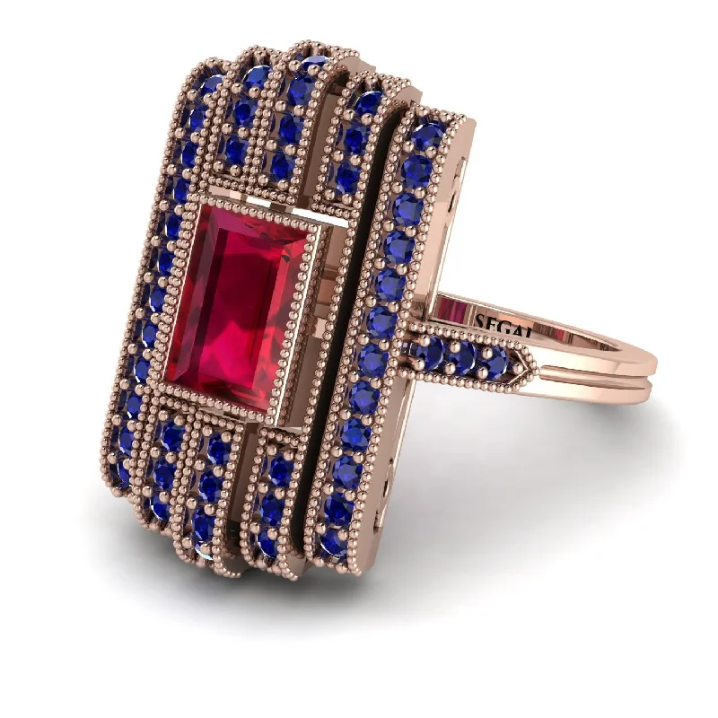 women's rings with pear-shaped diamond -Unmatched Style Gold Baguette Ruby Ring - Jean No. 71