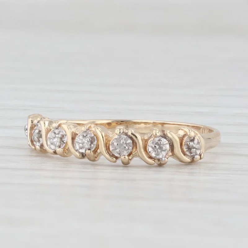 engagement rings cushion cut -Diamond Stackable Ring 10k Yellow Gold Wedding Anniversary Band Size 7