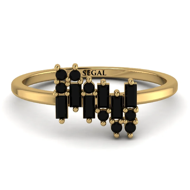 women's rings with bold design -Baguette And Round Black Diamond Band - Daniela No. 37