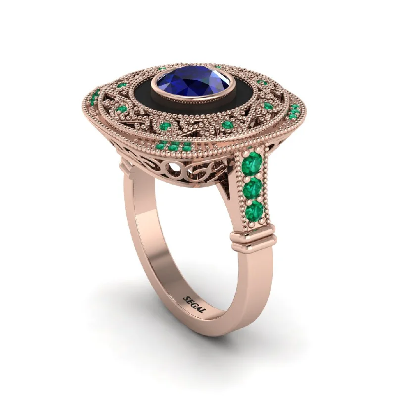 women's rings sapphire -Fancy Art Deco Sapphire Ring - Pauline No. 29