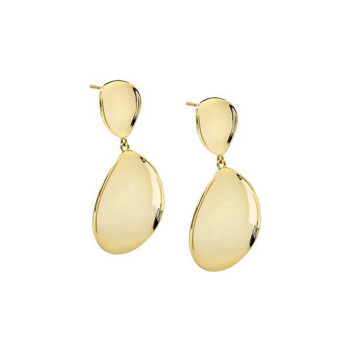 women's earrings gold with crystals -Gold Smooth Teardrop Earrings