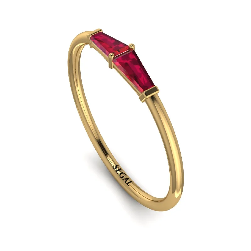 women's rings antique finish -Thin Baguette Ruby Ring - Julianna No. 10