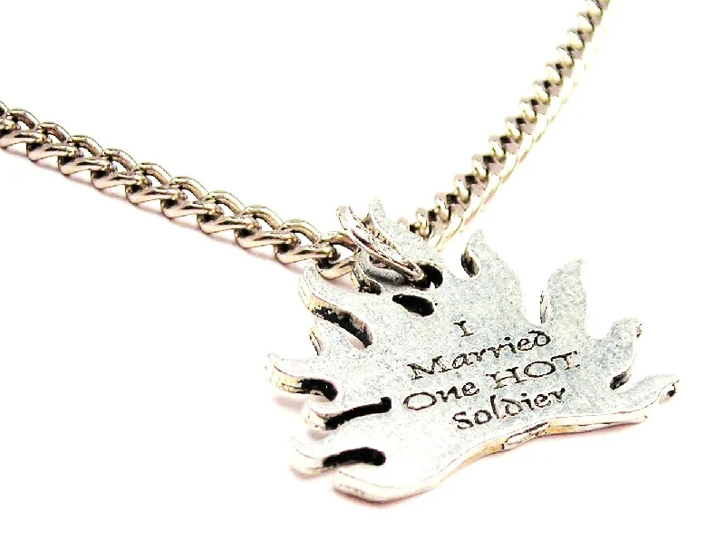 women's necklaces infinity symbol -I Married One Hot Soldier Single Charm Necklace