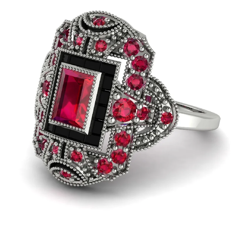 women's rings silver -Victorian Gold Ring With Ruby - Janice No. 42