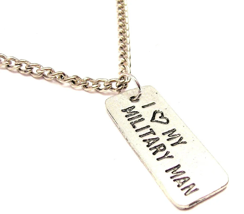 women's necklaces personalized -I Love My Military Man Single Charm Necklace