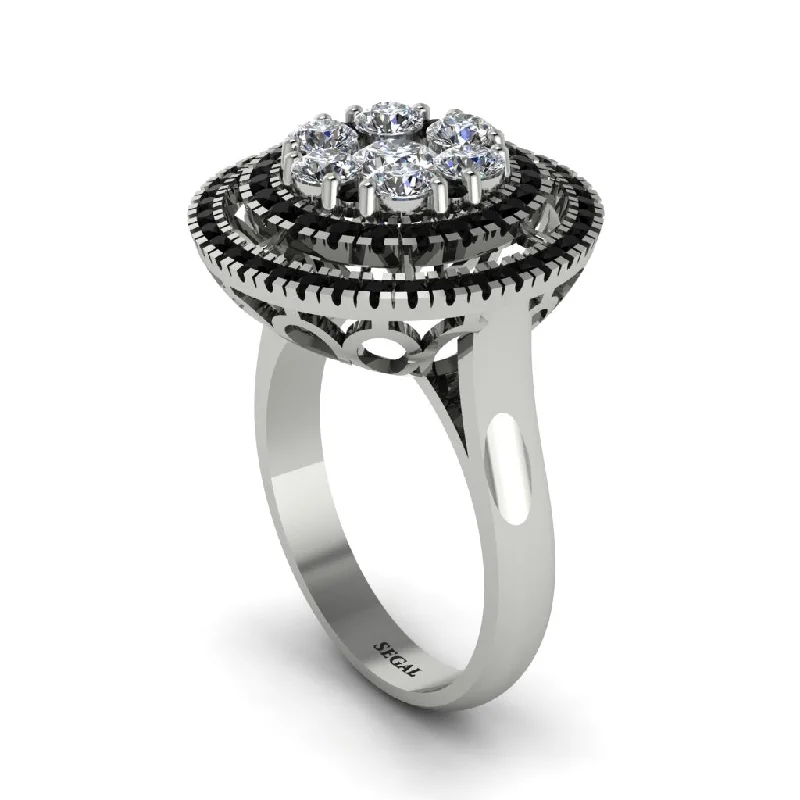 women's rings with large center stone -Vintage Double Halo Diamond Cluster Ring - Nanette No. 33