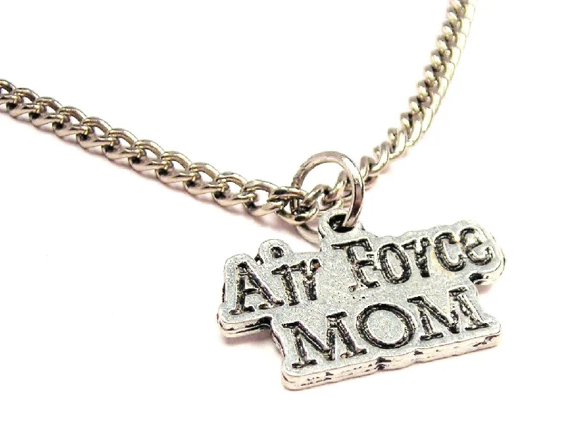 women's necklaces with unique lock design -Air Force Mom Single Charm Necklace