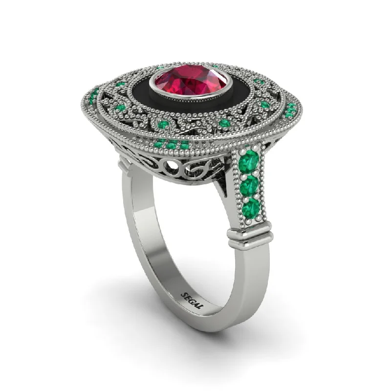 women's rings vintage style -Fancy Art Deco Ruby Ring - Pauline No. 27