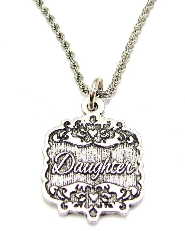 women's necklaces with teardrop design -Daughter Victorian Scroll Single Charm Necklace