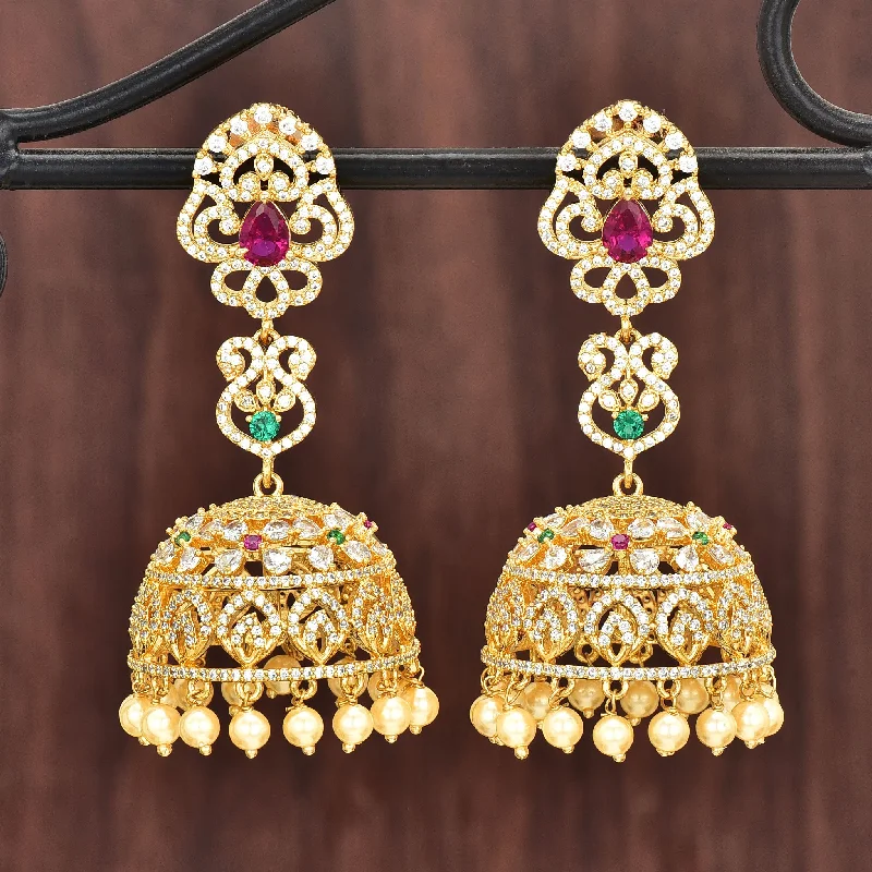 women's earrings with adjustable hooks -Zirconia Jhumka Earrings