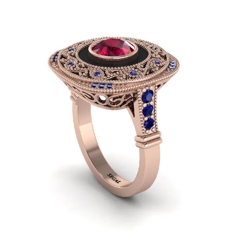 women's rings luxury bridal ring -Fancy Art Deco Ruby Ring - Pauline No. 71