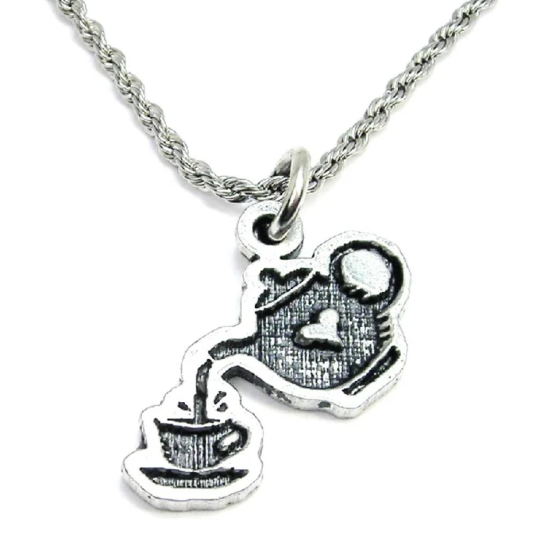 women's necklaces with lock and key -Adorable Tea Pot Single Charm Necklace