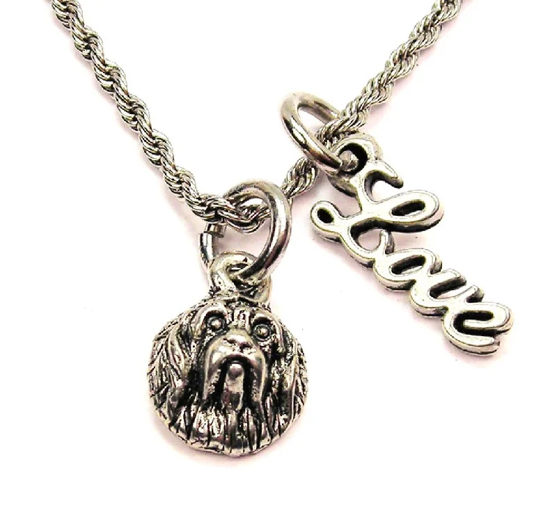 women's necklaces with opal stone -Cocker Spaniel Face 20" Chain Necklace With Cursive Love Accent