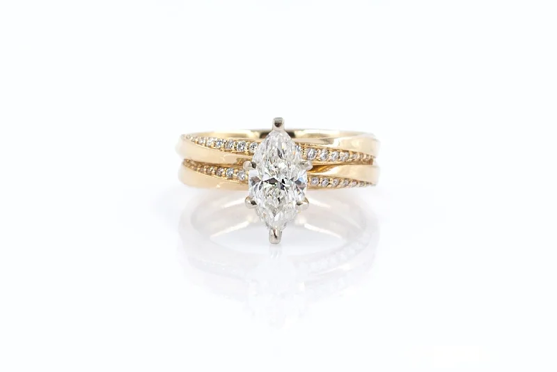 engagement rings with timeless design -1.21 ct Marquise Diamond Wedding Set