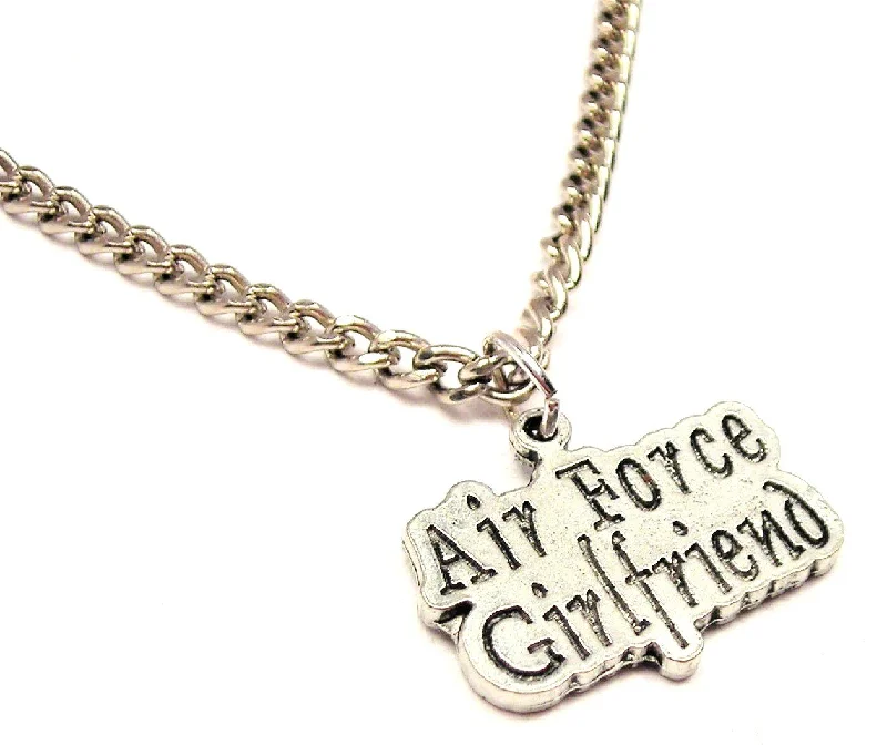 women's necklaces gold -Air Force Girlfriend Single Charm Necklace