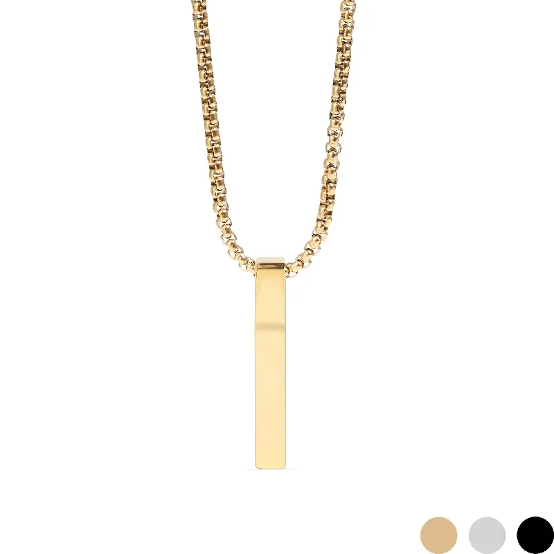 women's necklaces pearl -4 Sided Vertical Bar Necklace w/ 24" Box Chain / SBB0294