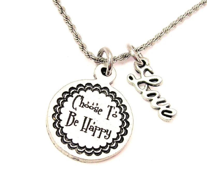 women's necklaces with snake design -Choose To Be Happy 20" Chain Necklace With Cursive Love Accent