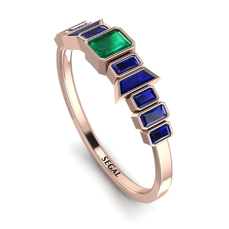 women's rings for anniversary -Emerald Emerald Mix Band - Valerie No. 65