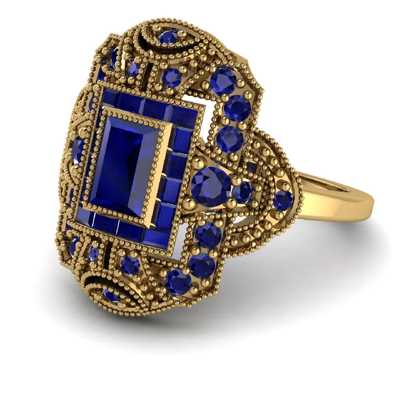 women's rings personalized -Victorian Gold Ring With Sapphire - Janice No. 73