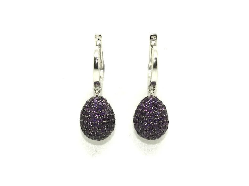 women's earrings with flower design -Amethyst Studded Drop Earrings