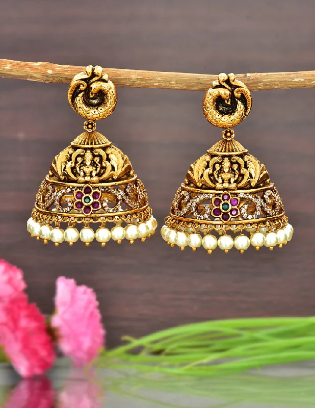 women's earrings boho style -Designer Antique Jhumka Earrings