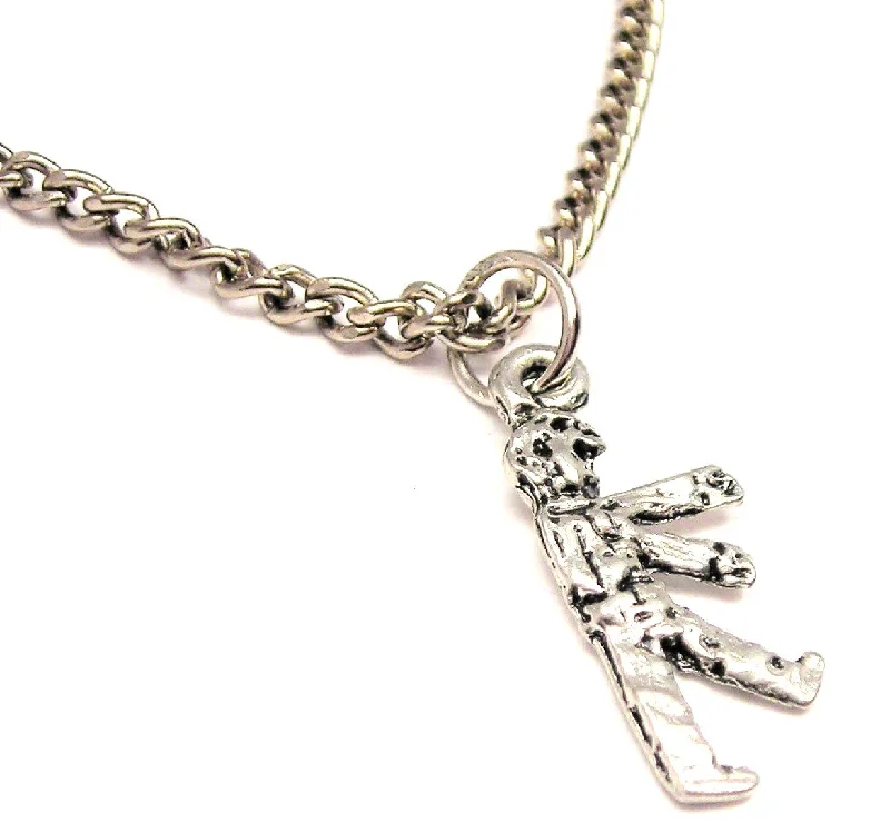 women's necklaces with sterling silver chain -Little Walking Zombie Single Charm Necklace