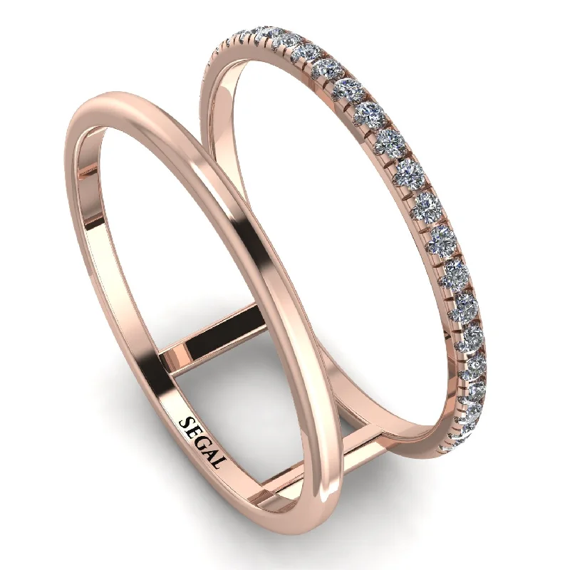 women's rings with textured finish -Thin Double Diamond Band Ring - Morgan No. 2