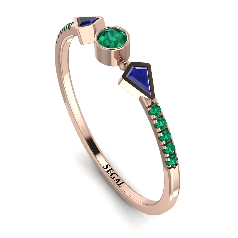 women's rings with emerald-cut diamond -Minimalist Geometric Emerald Ring - Kimberly No. 29